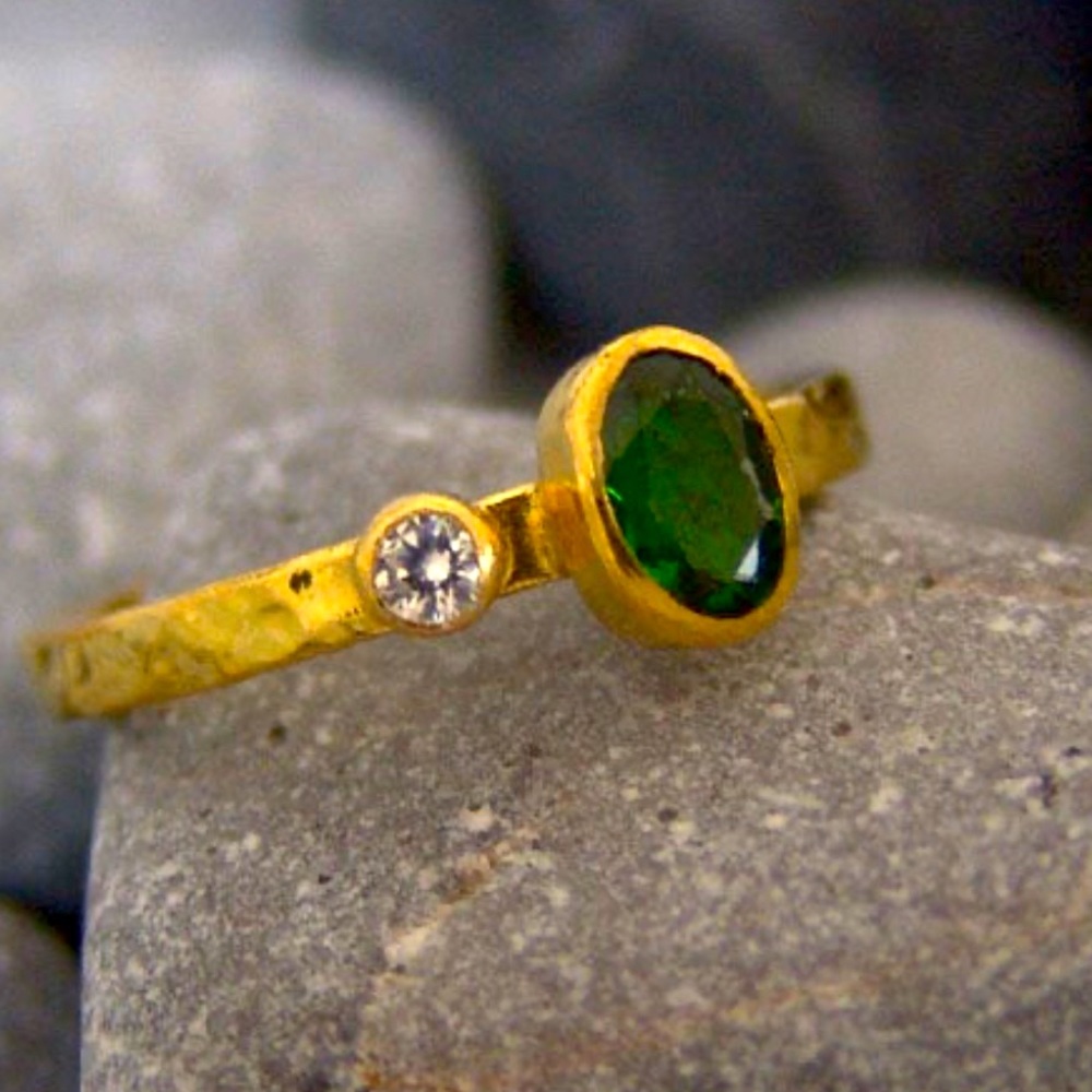 2 rings • ruby and emerald • 8.5 size
